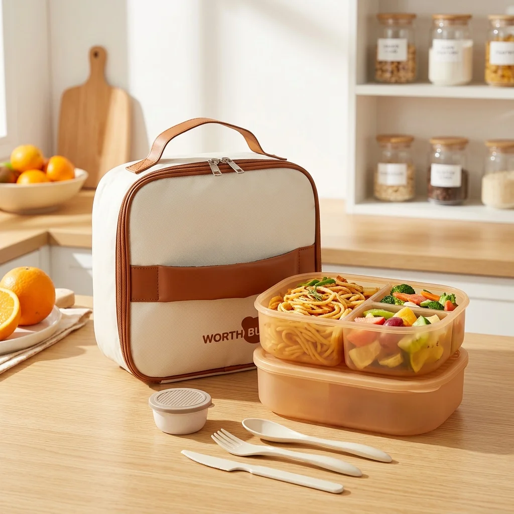 Food Storage With Dividers - Caja Bento de Plástico Desmontable, Apta