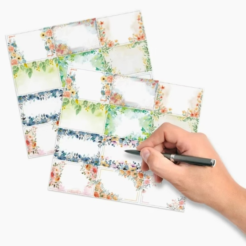 120 etiquetas florales en blan - Food Storage Labels reseña y precio